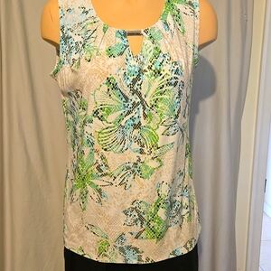 JM collection textured dressy key hole tank top, NEW